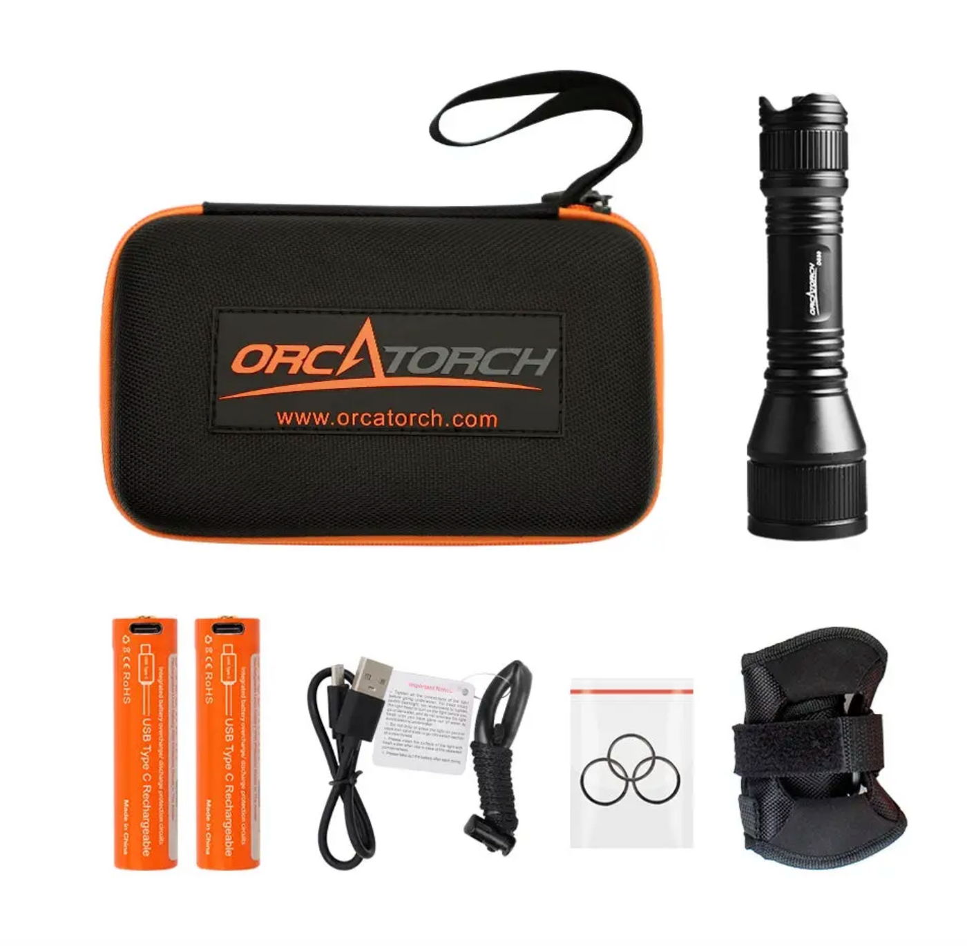 Orca Torch - D550 White Light w/ Two Batteries & Wrist Strap